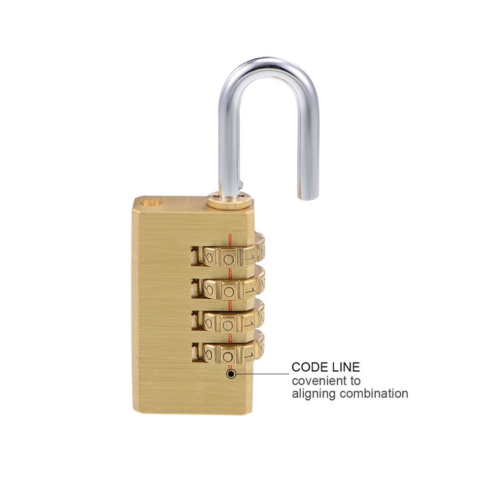 4-Digit Combination Brass Padlock - 5mm Shackle, 2-Pack