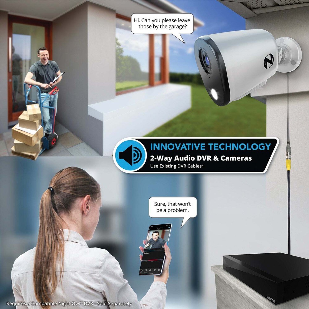 Add On Wired 2K Deterrence Camera with 2-Way Audio - White - Camera Cable Not In