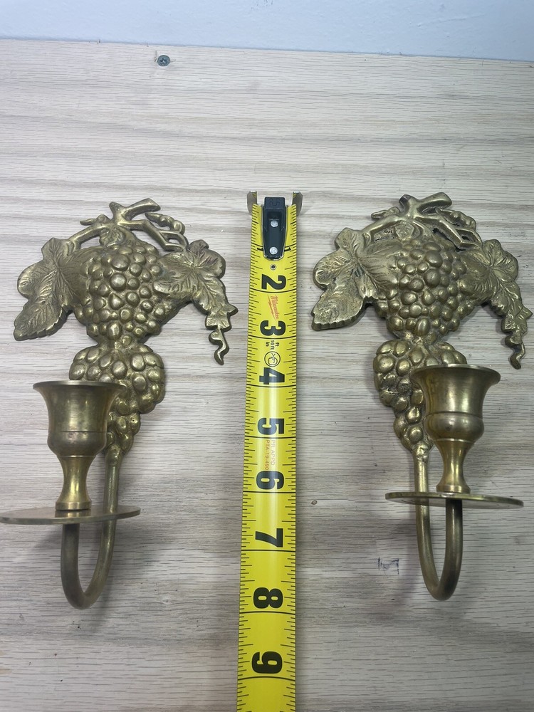 PAIR BRONZE SCONCES WITH GRAPES
