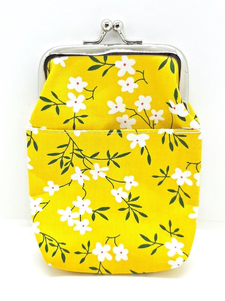 RYO Cloth Yellow Background Flowered Vinyl Lined King Size Cigarette Pack Case