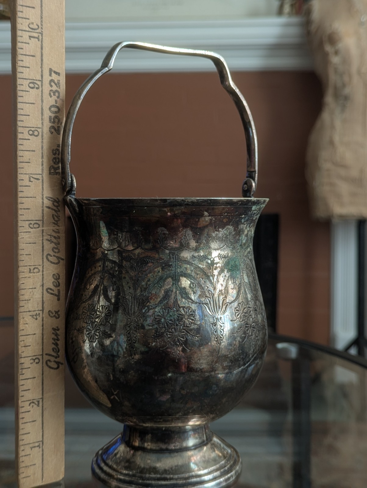 Antique Meriden Britannia Silverplate Buscuit Bucket India Pattern Victorian EPN