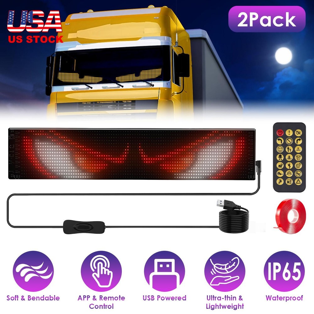 2Pack 16x96 Matrix Devil Eyes Lights f/ Car Ultra-thin Programmable LED