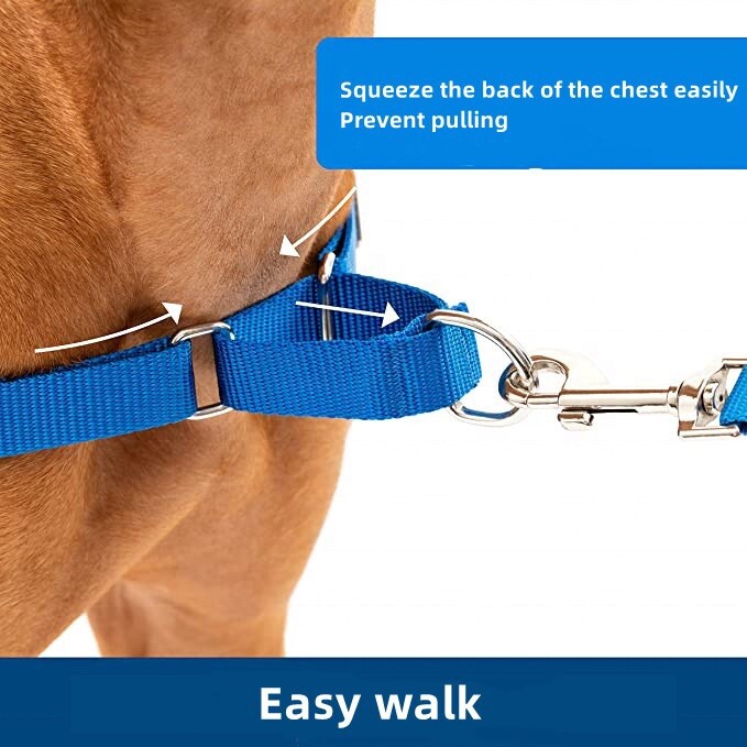 Easy No Pull Dog Harness, Black/Silver (LARGE) Quick On Off Release Buckle