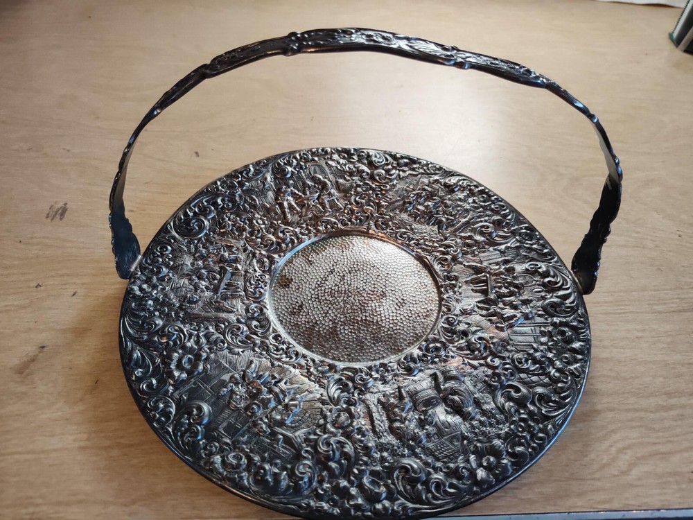 Antique Barbour International Victorian Silver Plate Brides Basket Centerpiece