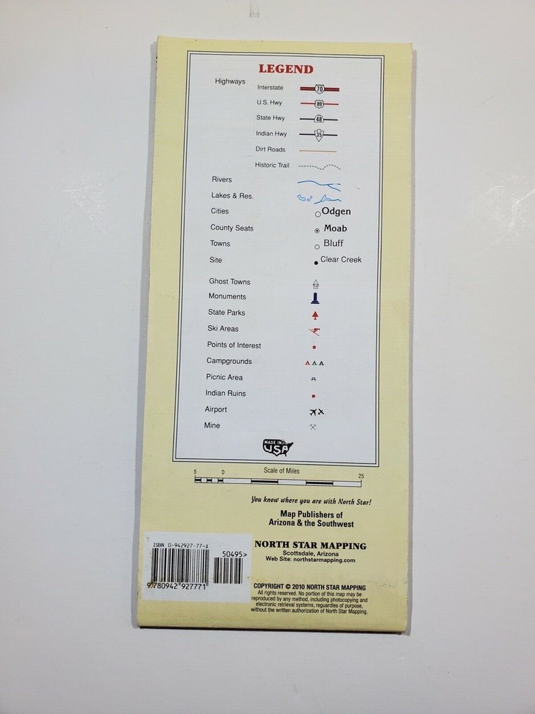 MAP Utah Road Map The Beehive State Map North Star Mapping USED