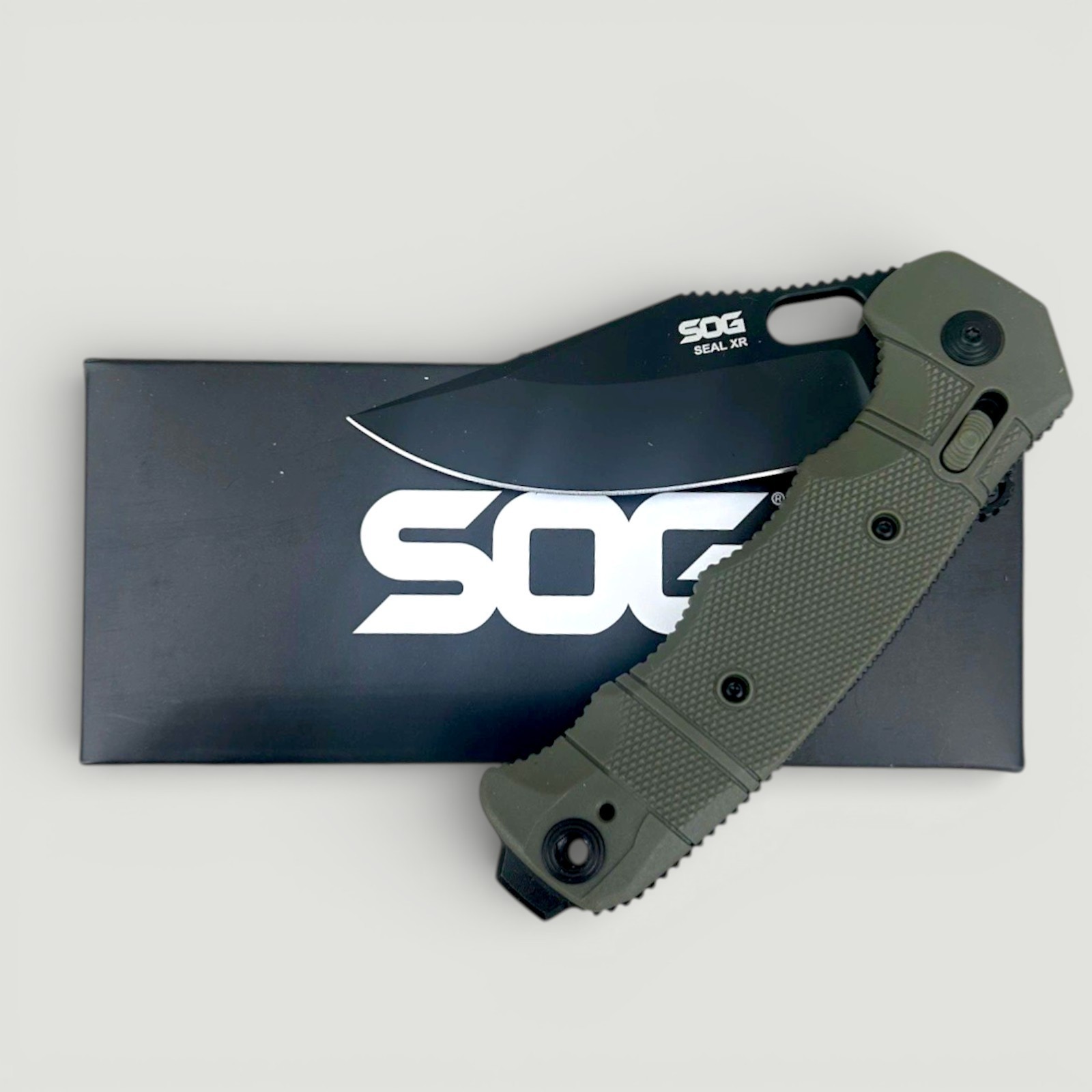 SOG SEAL XR Folding Knife 4" S35VN Steel Clip Point Blade OD Green GRN Handle