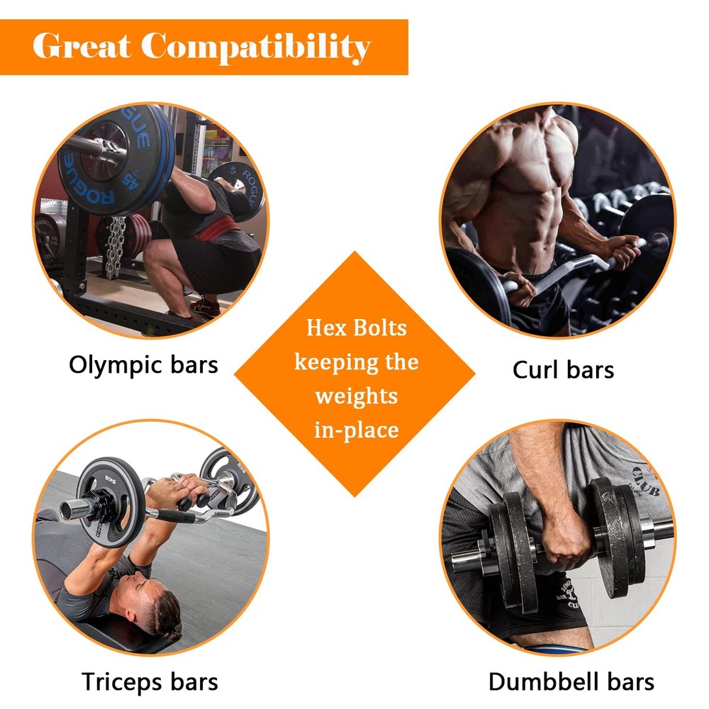 Hex Bolts for Olympic Bars - 2-Pack Replacement Hardware