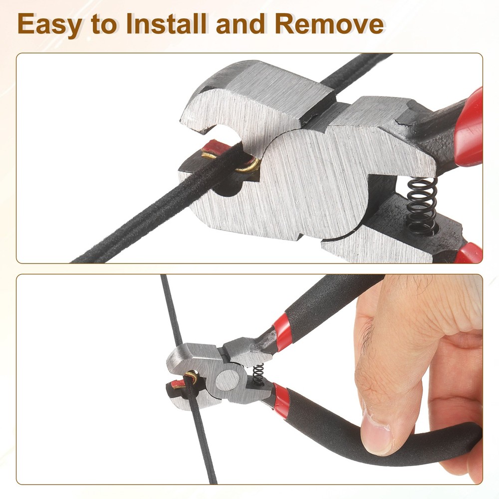 Bow String Nocking Points Set, 5 Pcs Red Brass Nocking Points and 1 Pliers