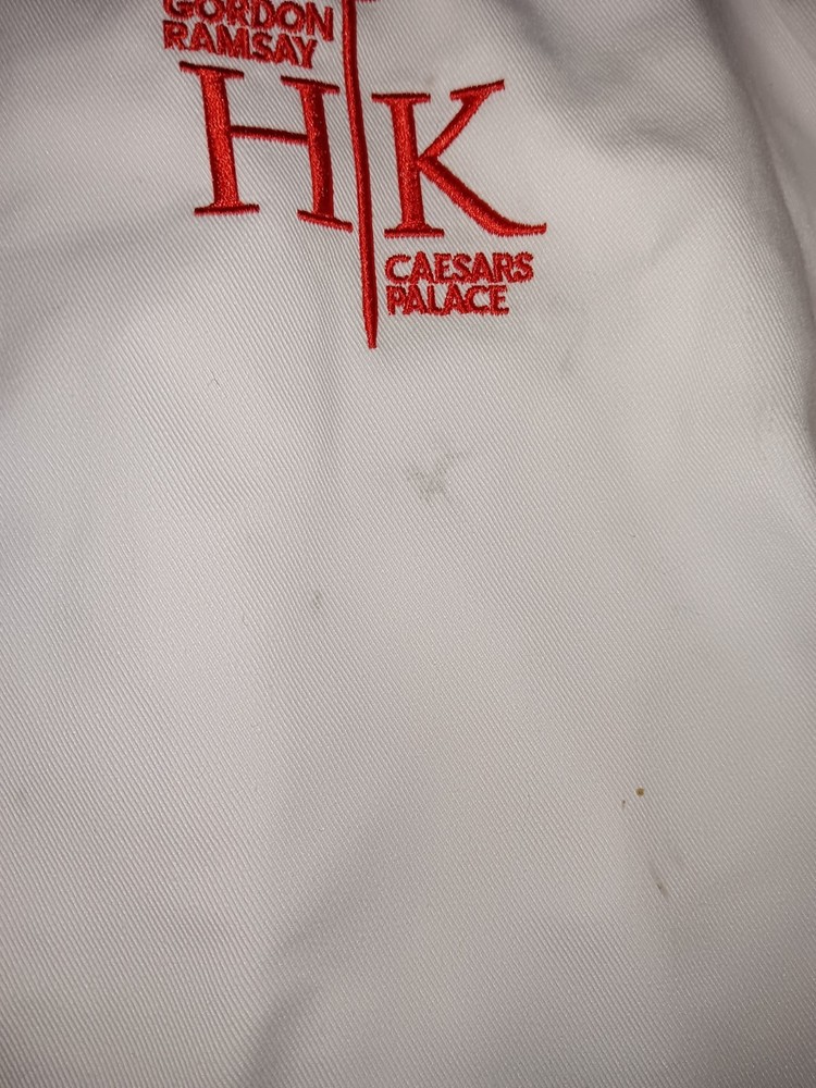 Gordon Ramsay HK Caesars Palace White and Red Chef Jacket. Size Small