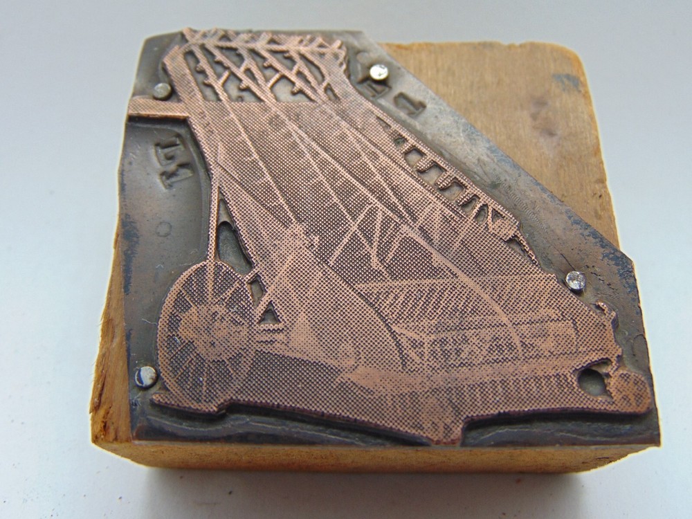 Printing Letterpress Printers Block Copper  Farm Implement