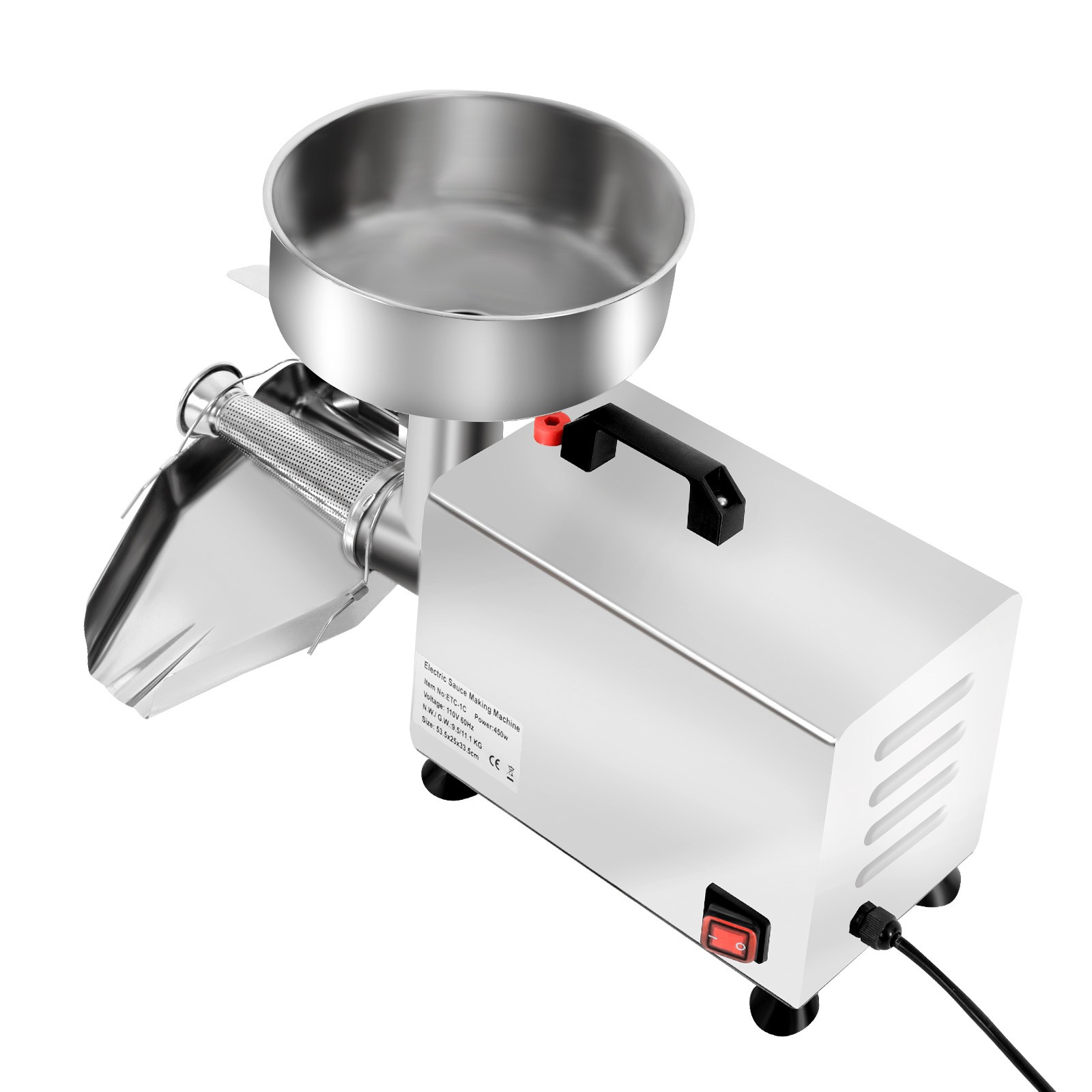 110V Electric Tomato Strainer, 450W Stainless Steel Tomato Press and Strainer