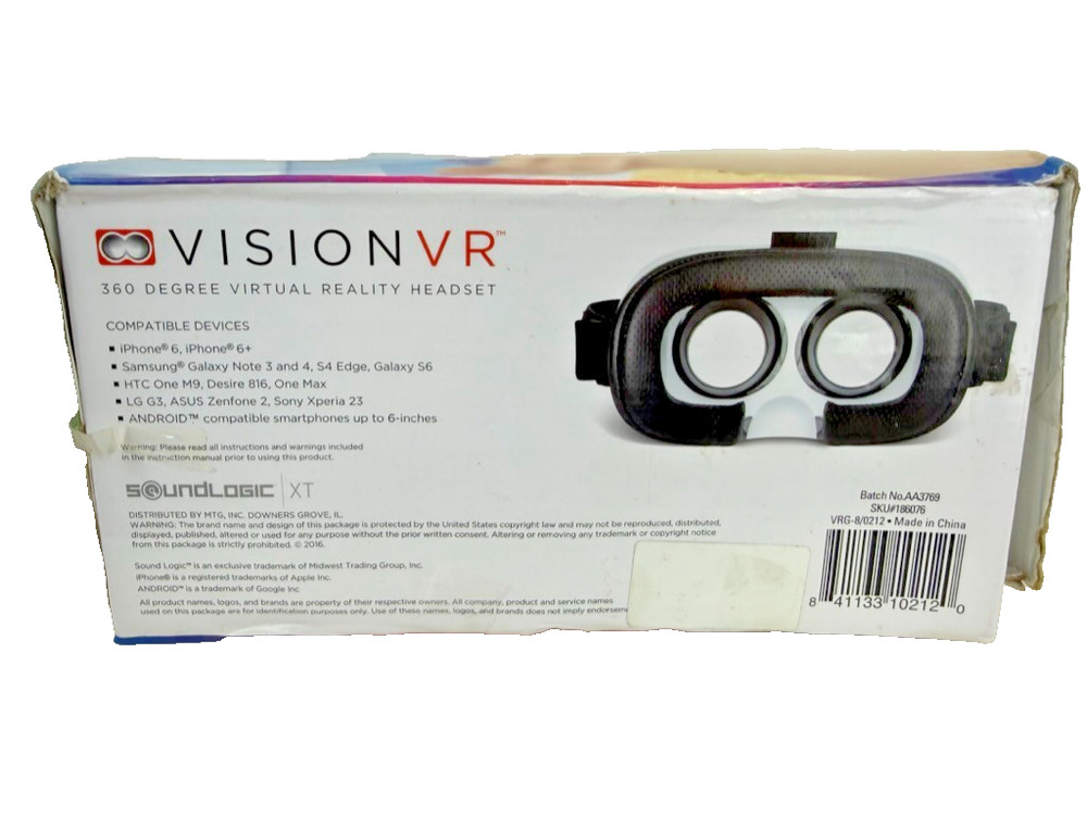 SoundLogic VisionVR 360 Virtual Reality Headset for iPhone & Android Smartphones