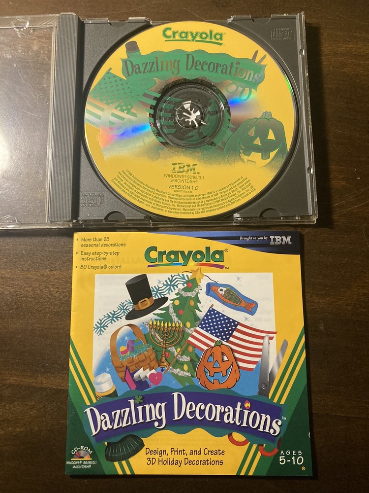 Crayola / DAZZLING DECORATIONS / CD-ROM / PC & MAC / Vintage Computer Software
