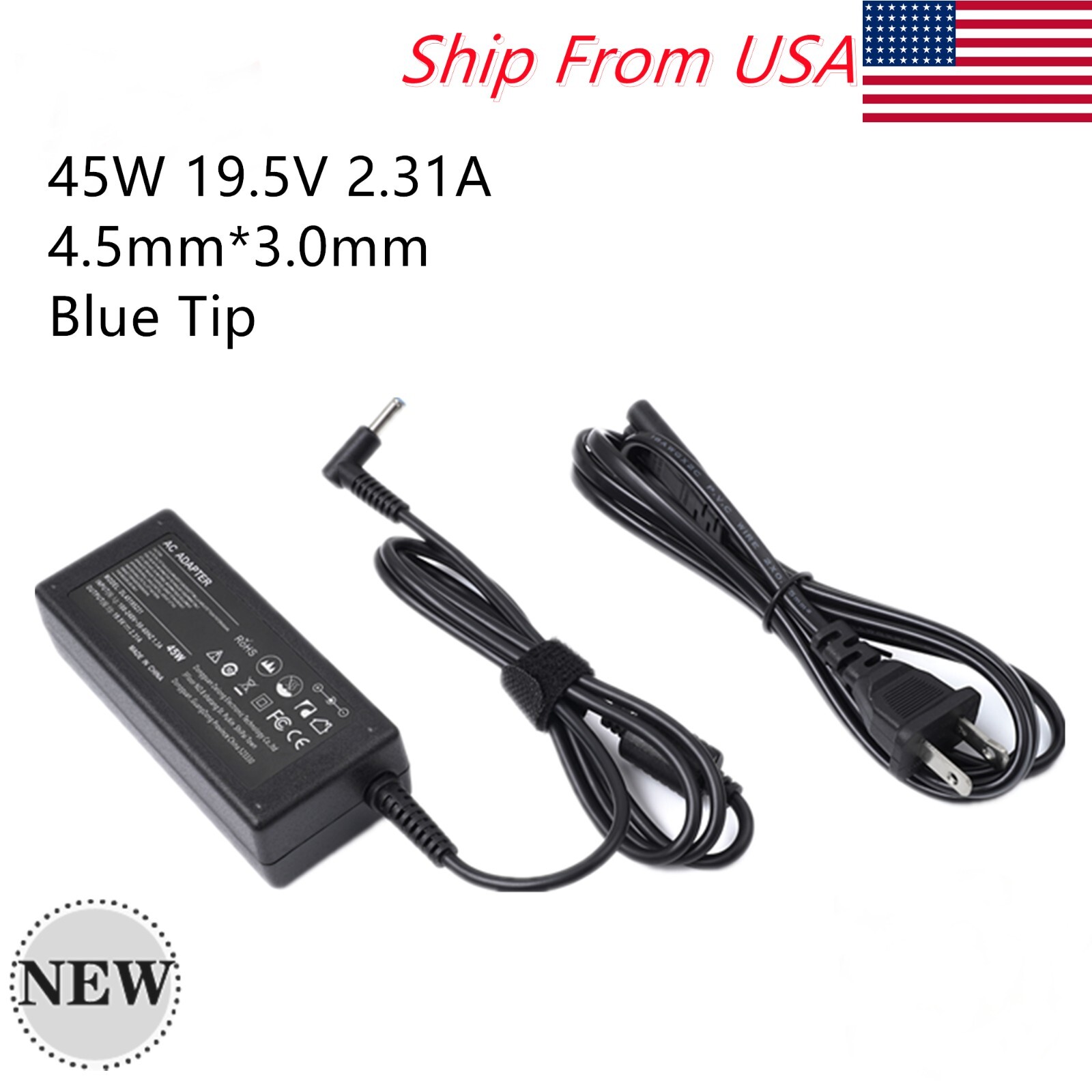NEW 45W 19.5V 2.31A AC Adapter Charger For HP Laptop Power Supply Cord 4.5*3.0mm