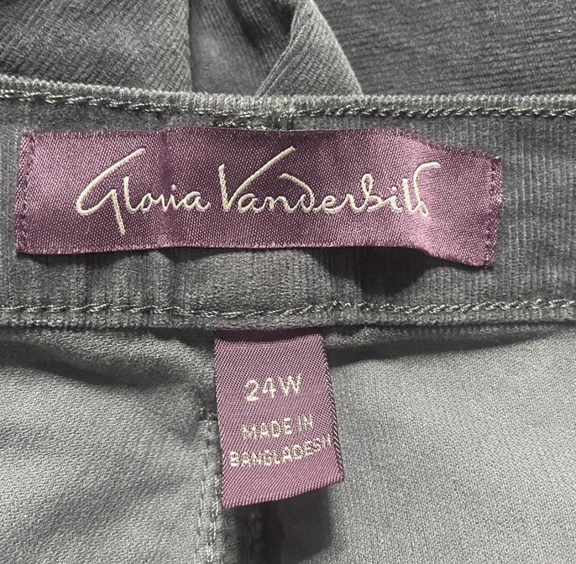 Gloria Vanderbilt Sz 24W Original Slimming Jeans Gray Corduroy High Rise