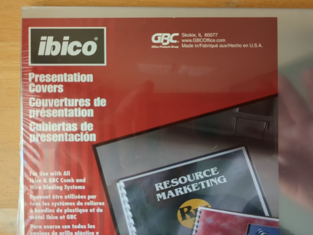 Ibico Presentation Covers; Binding Cover; 25 Sets; New, Clear
