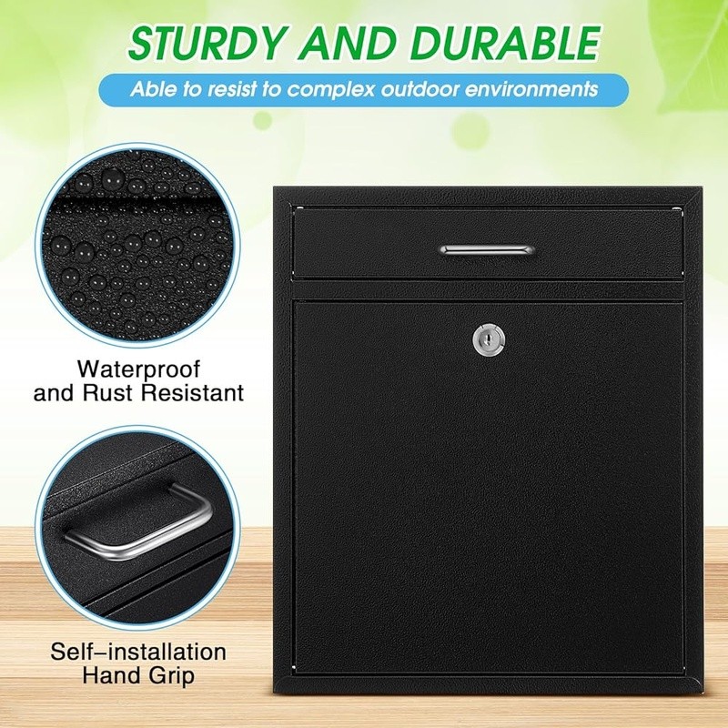 Lockable Wall Mount Mailbox Secure Metal Storage Key Included Easy Install New
