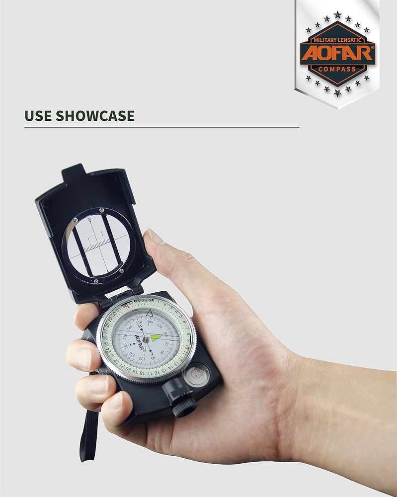 Precision AF-4580 Lensatic Compass with Map Measurer & Durable Waterproof Pouch