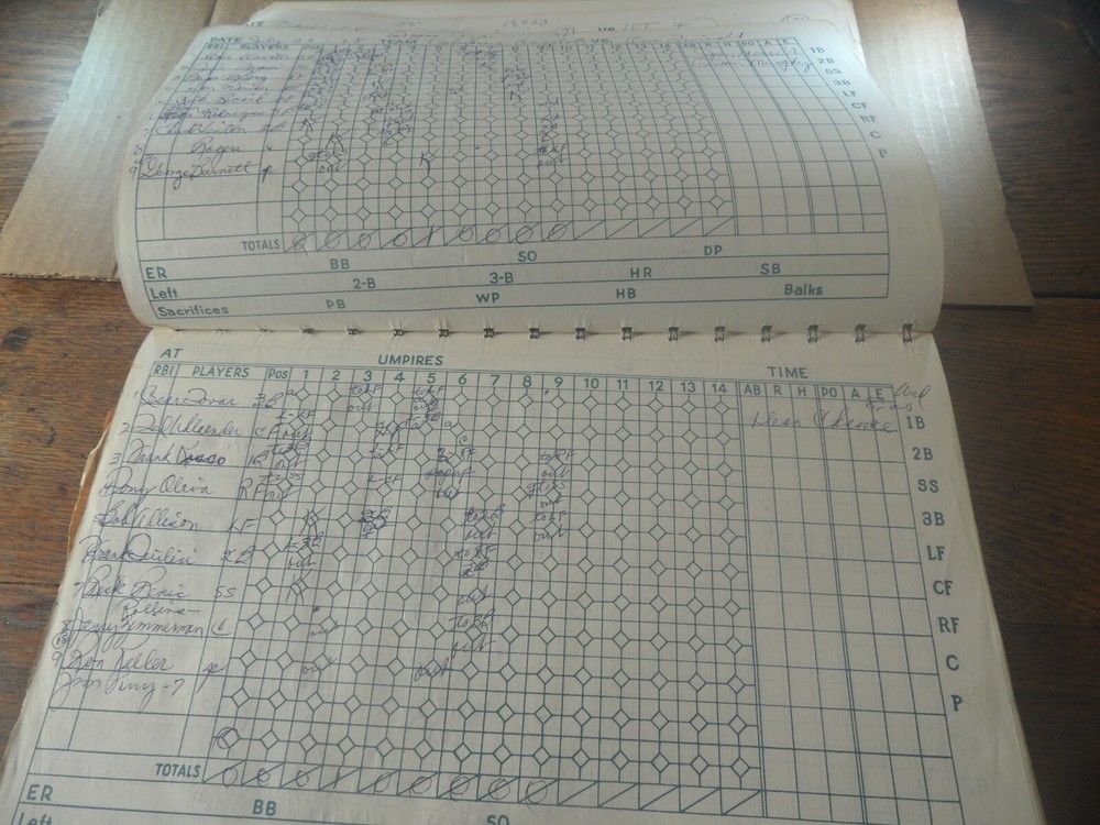 9A-8 1968 Minnesota Twins 3rd base coach scorebook