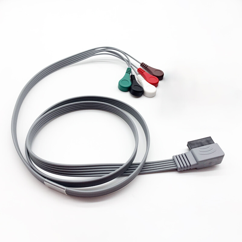 Compatible Philips DigiTrak XT ECG Cable 5Leads Snap Electrode Connector M4725A