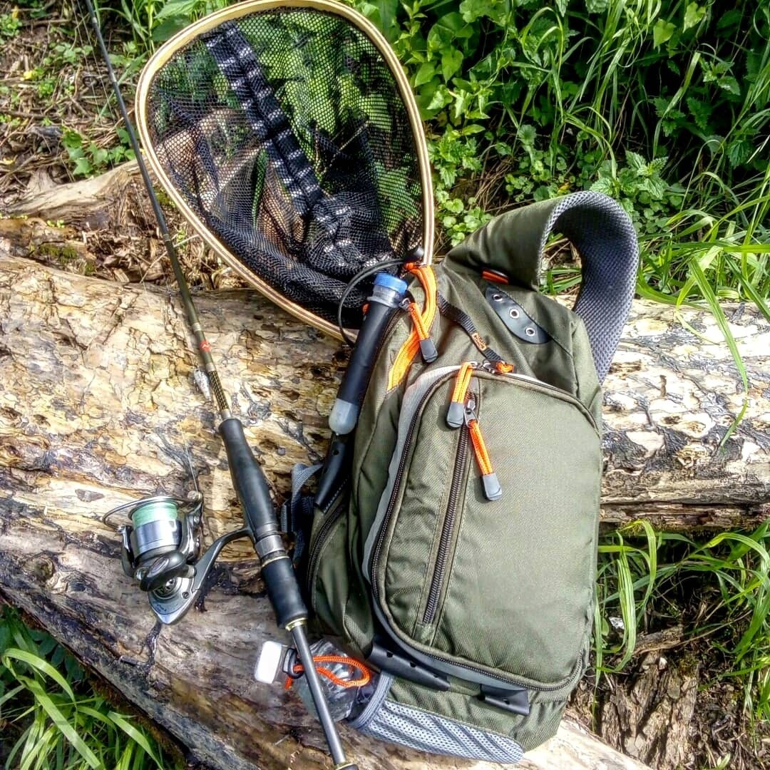 KyleBooker Fly Fishing Sling Bag With Fly Patch Sling Back Pack Outdoorsports