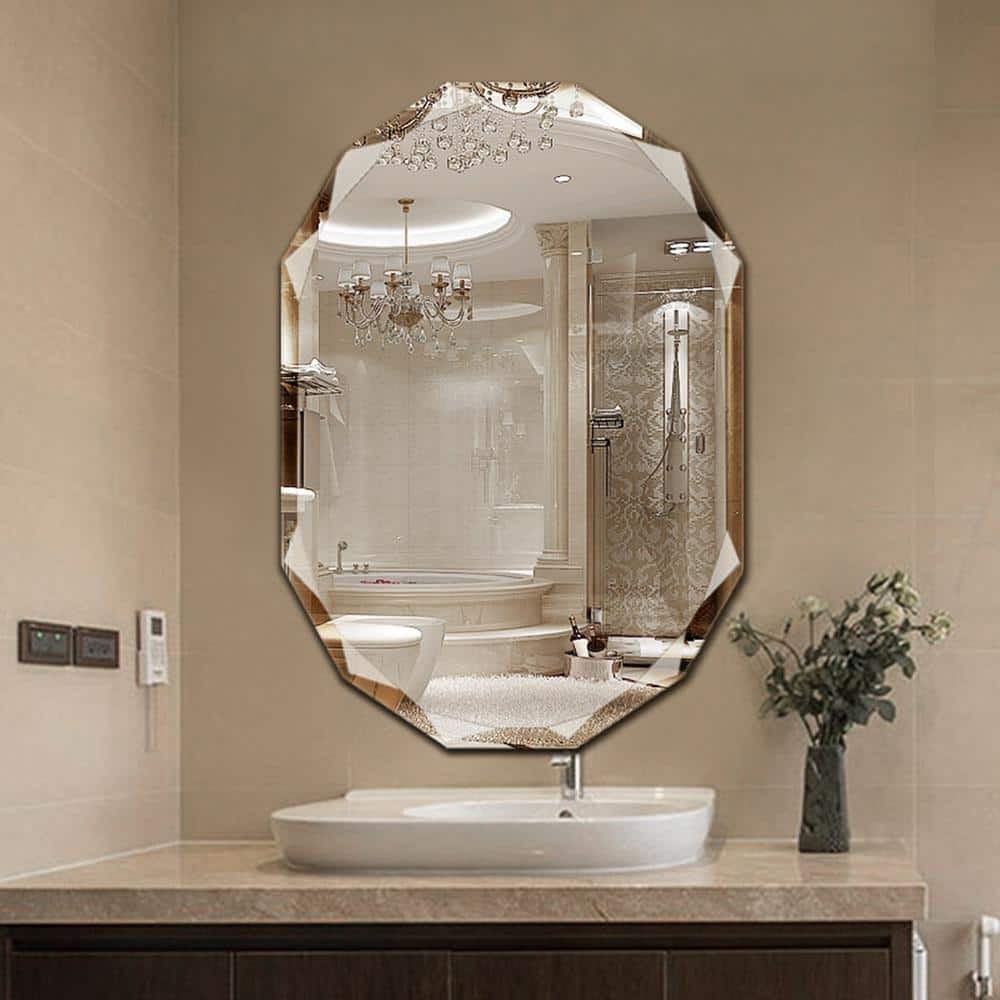 ELLO&ALLO 30" W x 36" H Rectangular Frameless Beveled Edge Bathroom Mirror