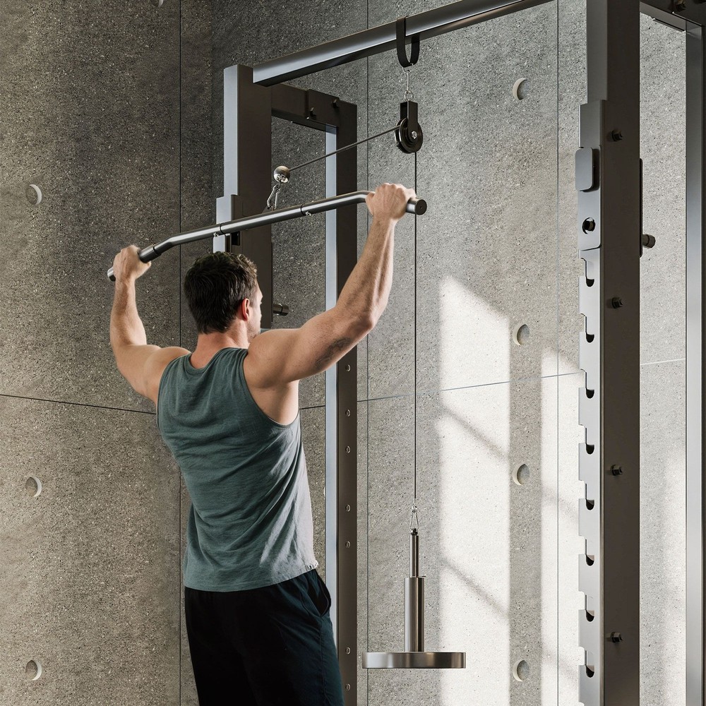 Weight Pulley Cable System Home Gym LAT Pull Down Bicep Curl Workout - RED