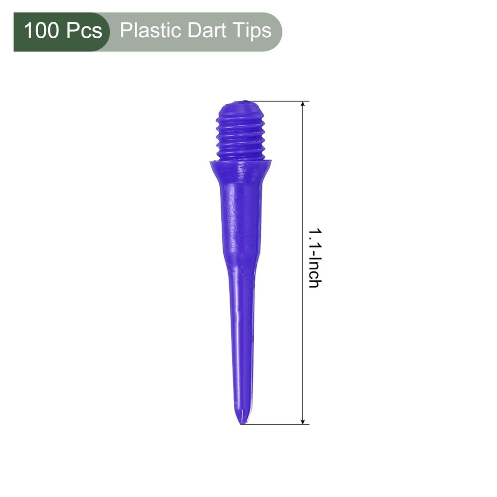 100Pcs Plastic Dart Tips,Game 2BA Thread Soft Darts Tip Blue