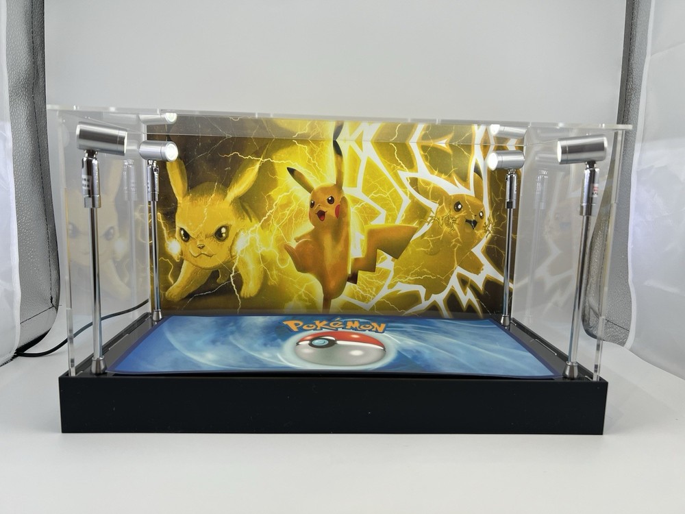 Pikachu Custom 2-3 Card PSA Display Case W/ LED Lights - Pokemon