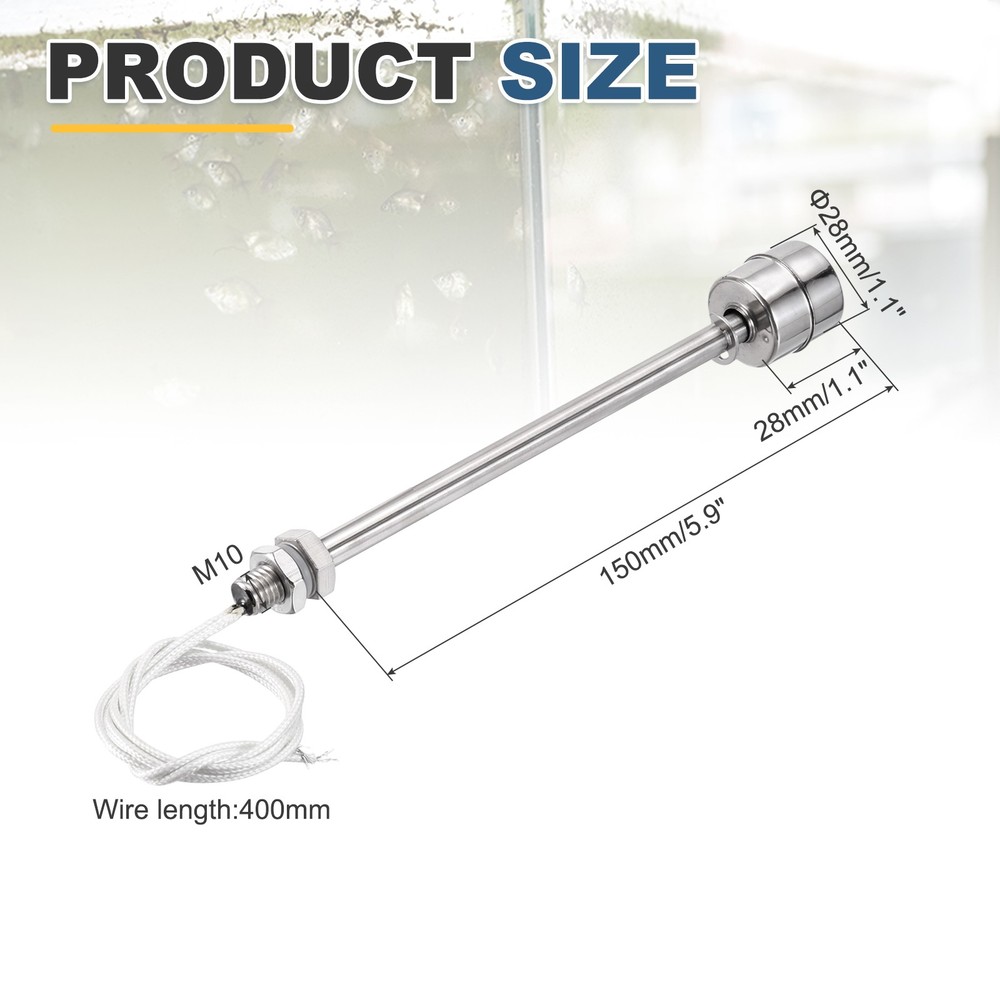 Float Switch 150mm Rod 0.2A Vertical Single Float for Pump/Alarm 1 Pcs