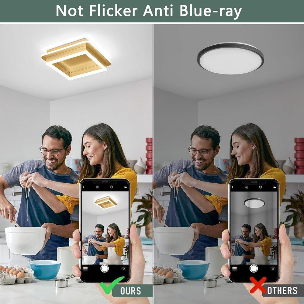 Square LED Hallway Ceiling Light, Gold Modern Led Ceiling Light Fixtures