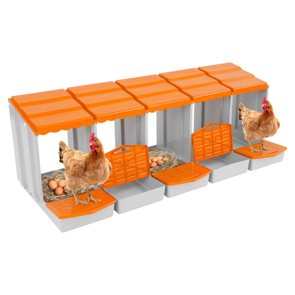 5-Compartment Chicken Nesting Box, Chicken Nest Laying Box with Egg Collection