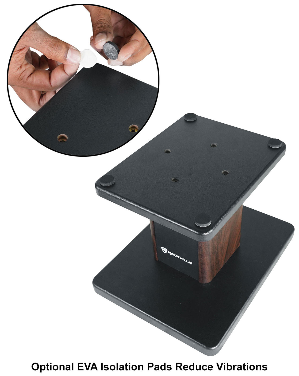 Pair Rockville RHT8D Dark Wood Computer/Bookshelf Desktop Speaker/Monitor Stands