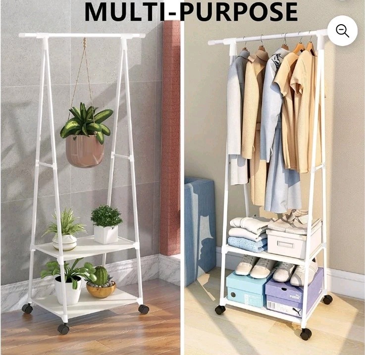Clothes Rack on Wheels, Triangle Coat Rack, Rolling Garment Rack, 2 Tier Rolling