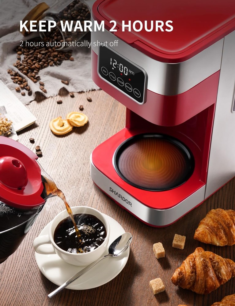 10-Cup Programmable Coffee Maker, Regular & Strong Brew Drip Coffee Machine f...