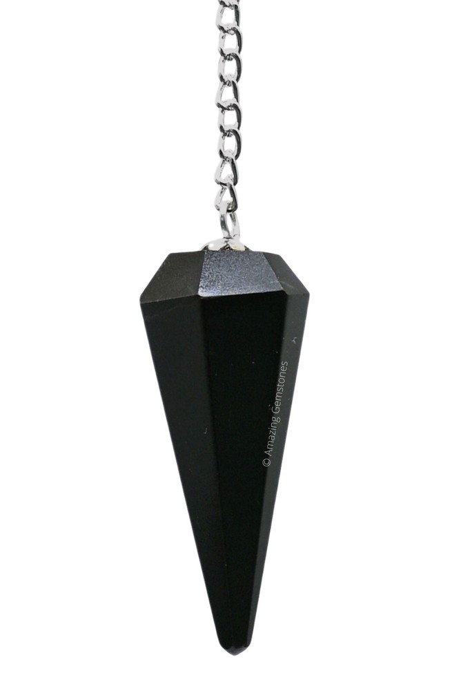 Black Agate Dowsing Crystal Pendulum