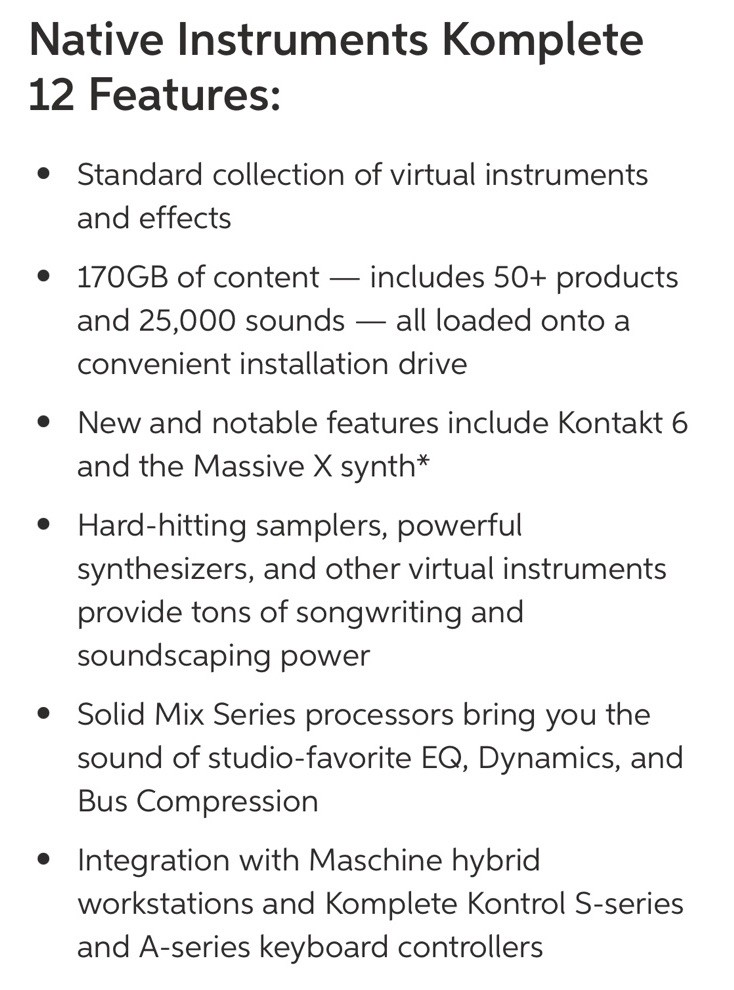 Native Instruments Komplete 12 Ultimate Complete UPGRADE ONLY For 8-12