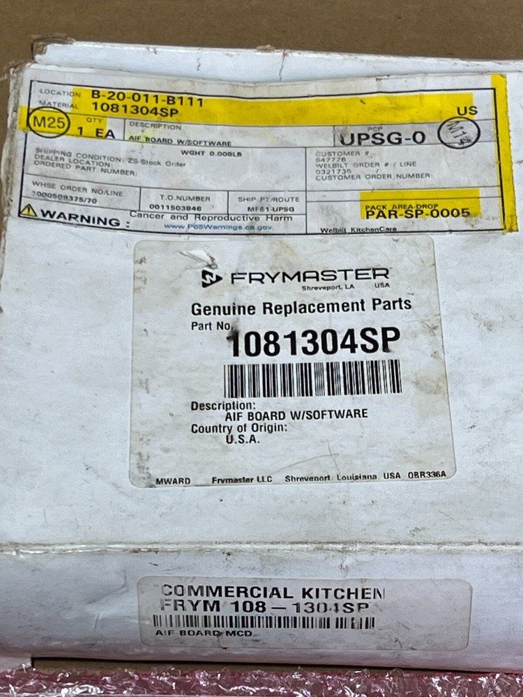 Frymaster 1081304SP AIF Board w/ Software OEM Replacement Part Programmed PCB