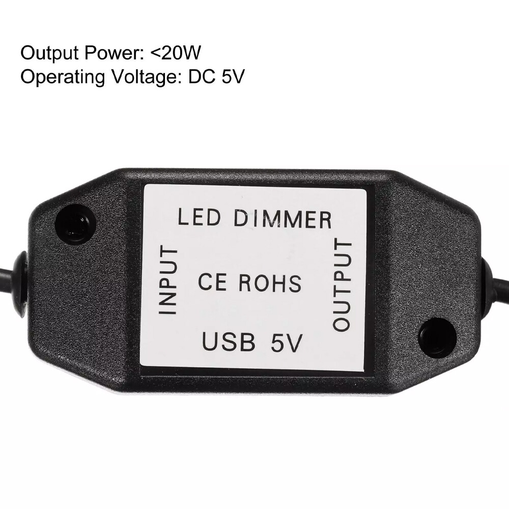 2pc 5V USB PWM Rotary Inline Dimmer Switch for LED Strips Lights Black