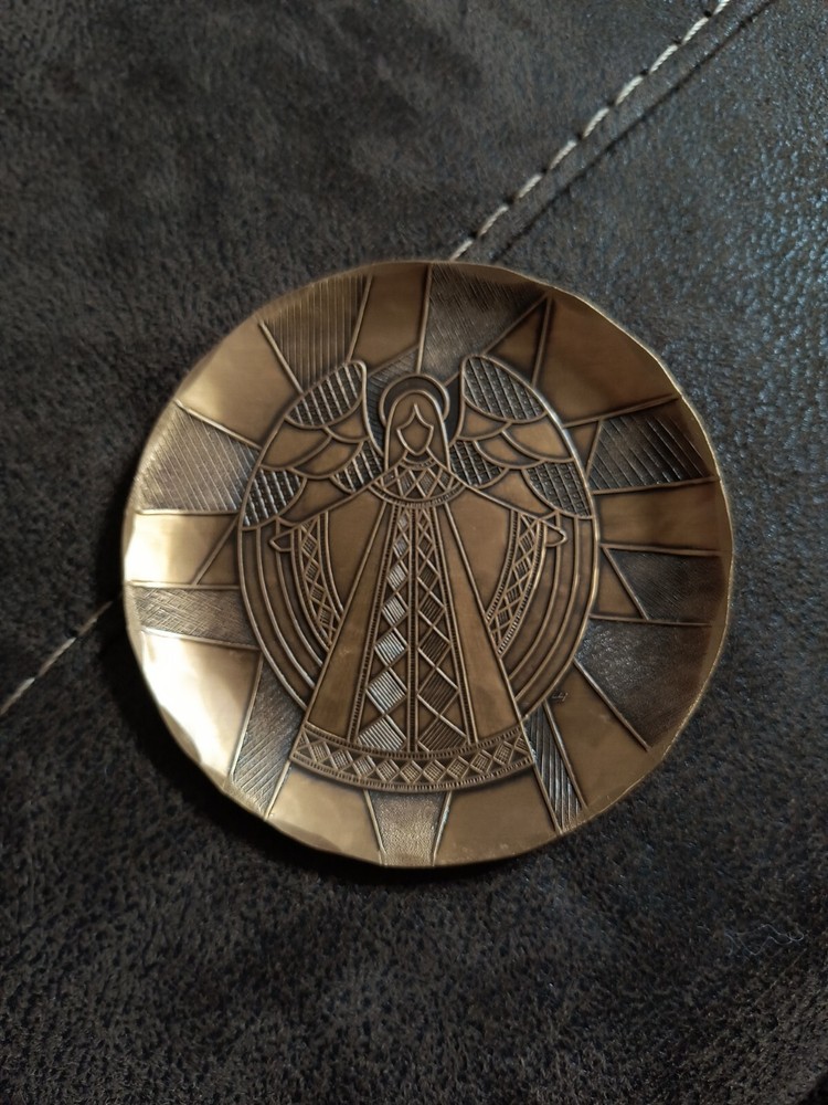 Vintage Wendell August Forge Angel Coaster Plate Solid Bronze
