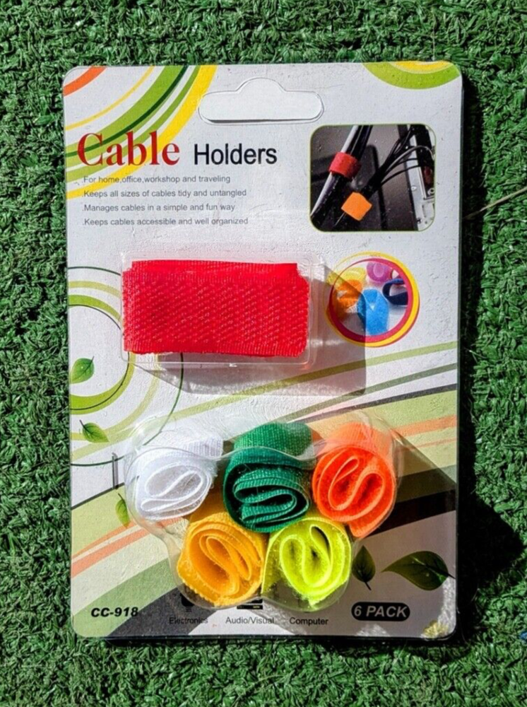 Kunya Cable Management Cloth Straps Hook/Self Gripping Cable Ties Loop 6Pack NIP