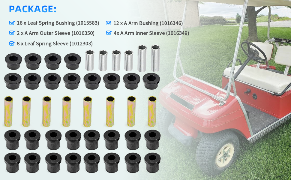 Club Car DS Bushing Kits for all Front Rear Leaf Spring & Upper A Arm Suspension