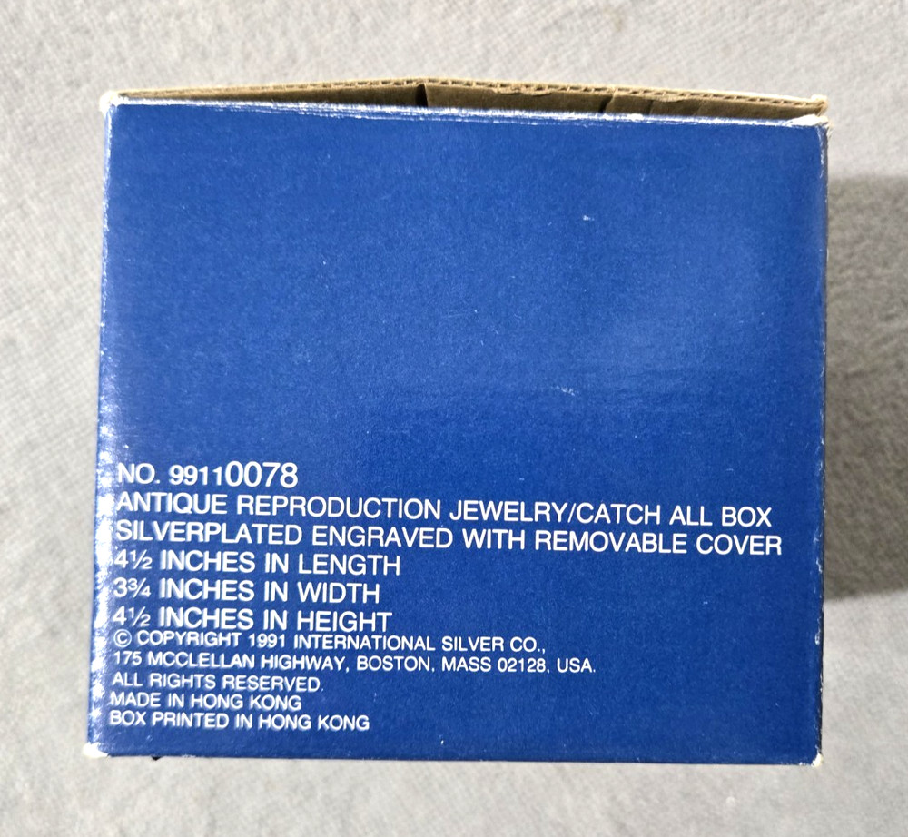 Vintage International Silver Co Silver Plated Lined Oval Trinket Jewelry Box