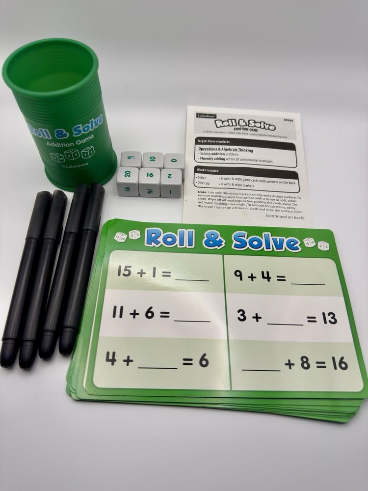 Lakeshore-Roll & Solve Addition Game EE486 Open Box!!