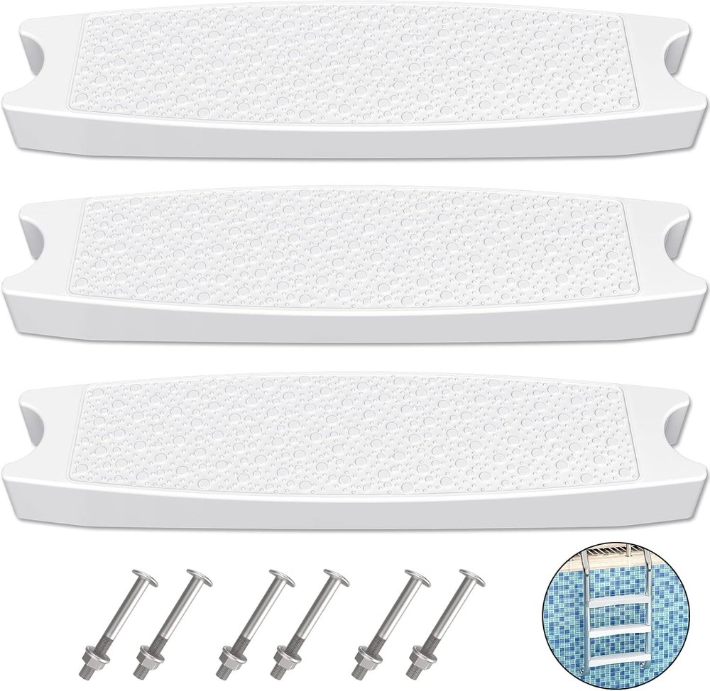 Pool Ladder Steps Replacement, 3-Pack 18" Universal Heavy-Duty Molded Plastic...