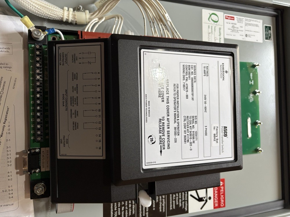 ASCO Automatic Transfer Switch 70A Model D00300B03007TXF MPN D00300B03007TXF