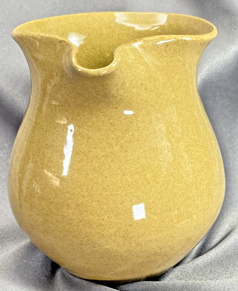 Hand Made Yellow/Brown Speckled Pottery Pitcher 28oz