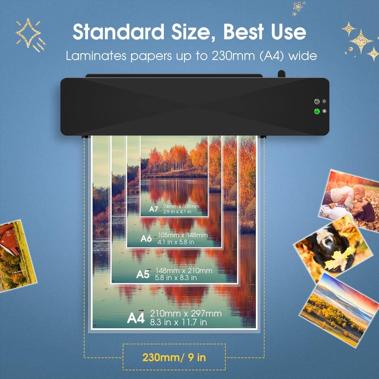 Laminator Machine 4 in 1 9 In Thermal Laminator Fast Warm NO Laminating Pouches