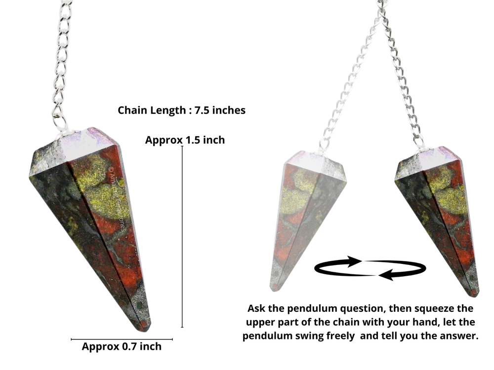 Dragon Bloodstone Dowsing Crystal Pendulum