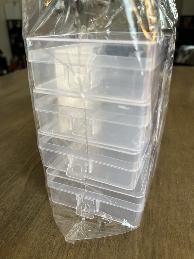 4 Clear Plastic Locking Craft Boxes with Blue Handles, Small Matte